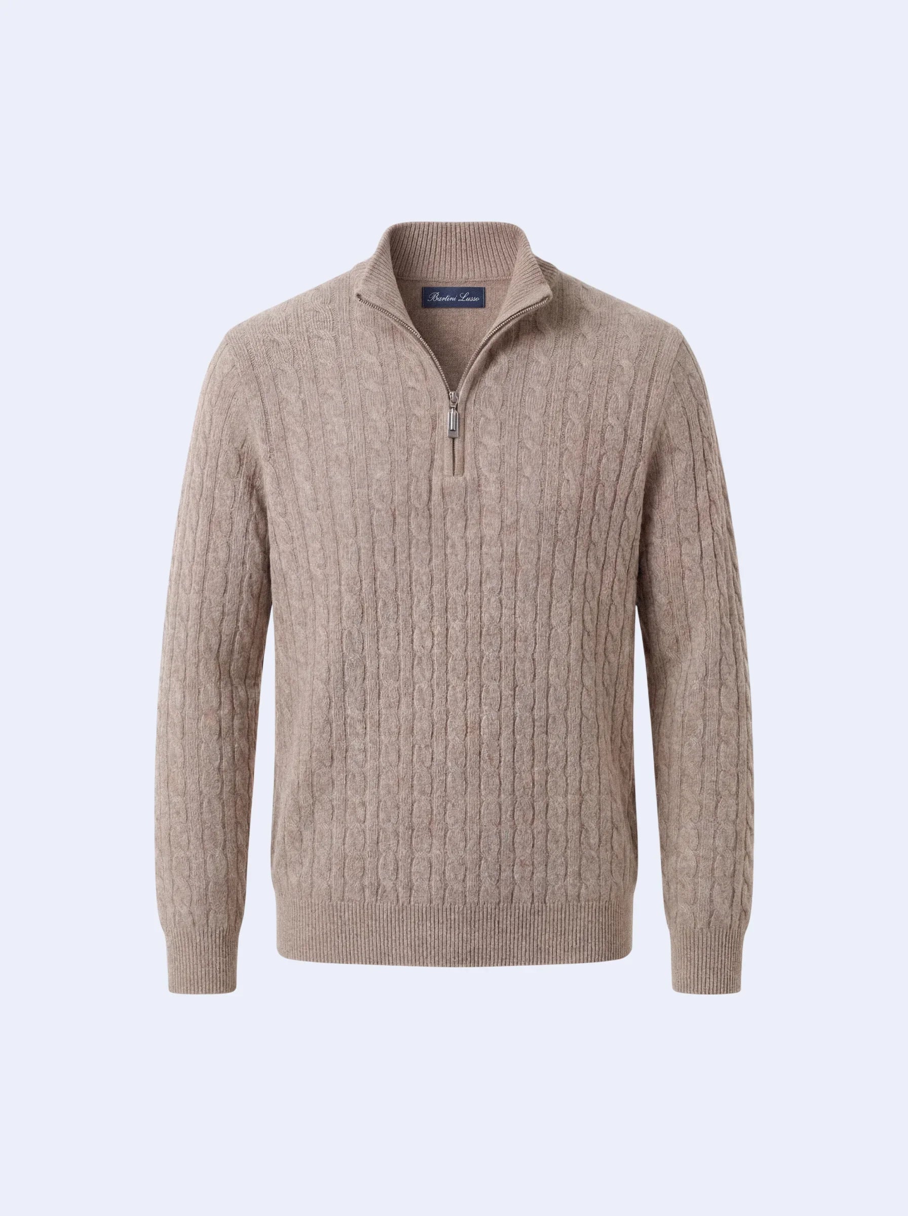 Cable Cashmere Half-Zip Beige