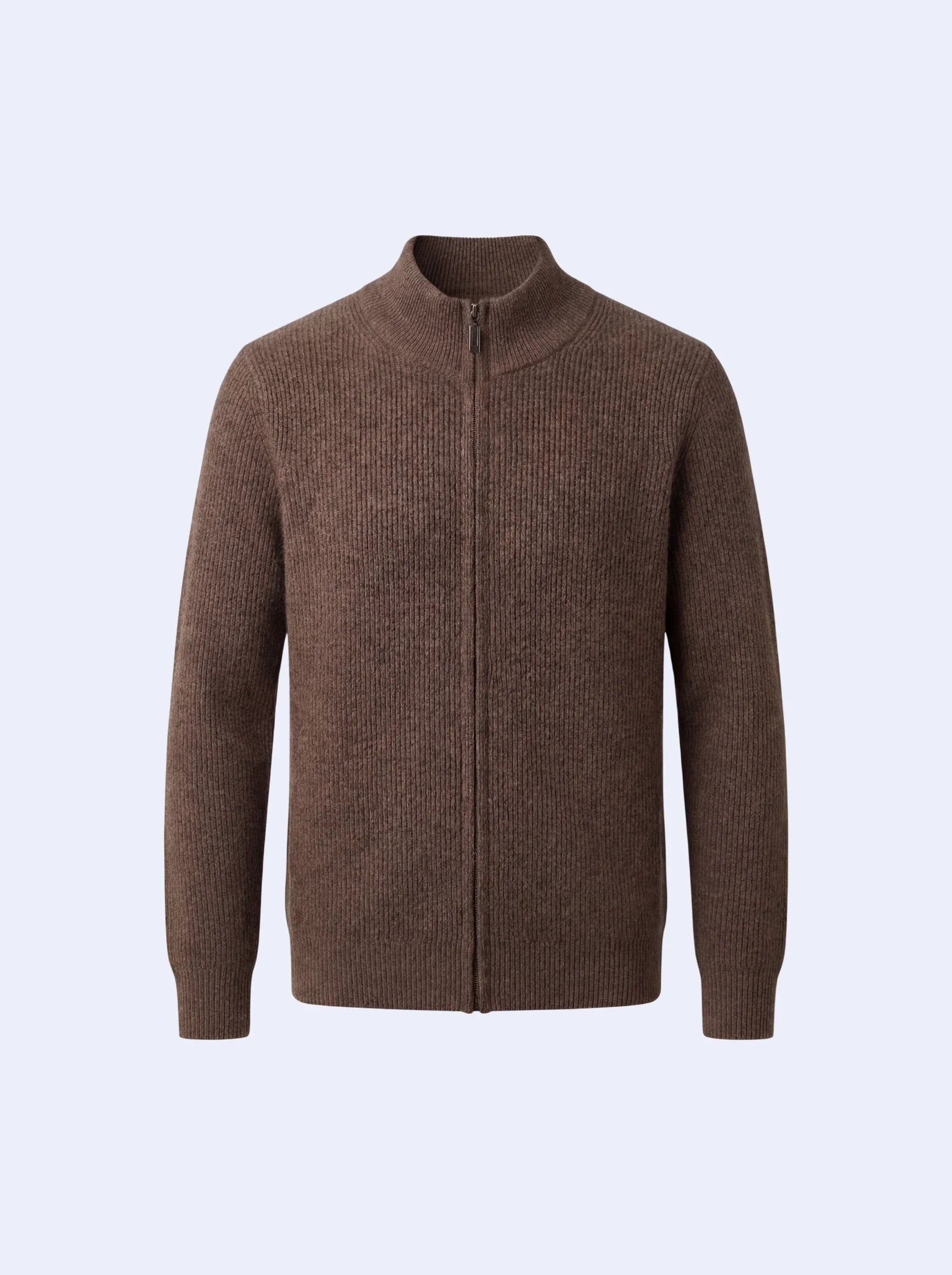 Cashmere Zip-Up Cardigan Brown