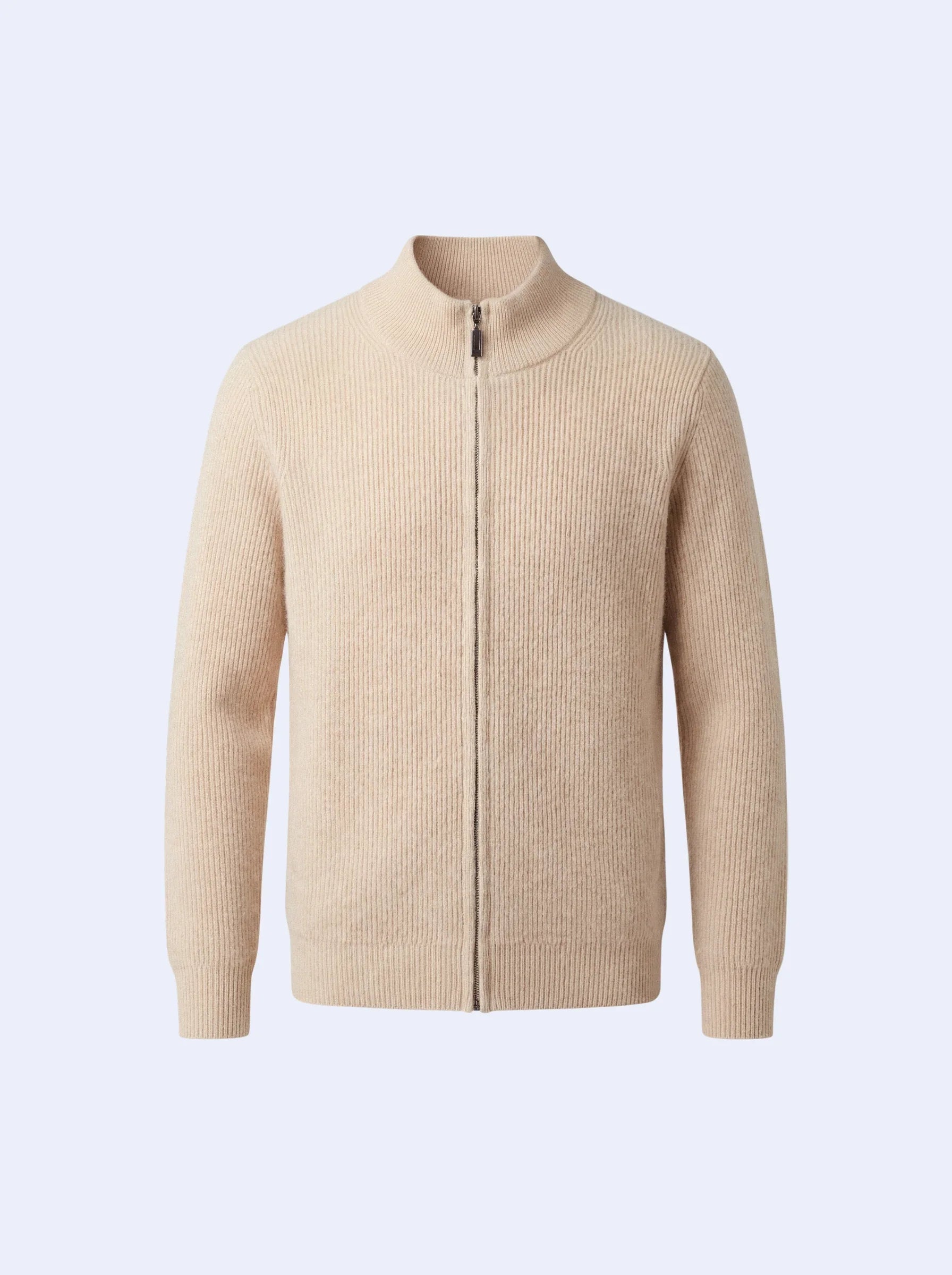 Cashmere Zip-Up Cardigan Light Beige