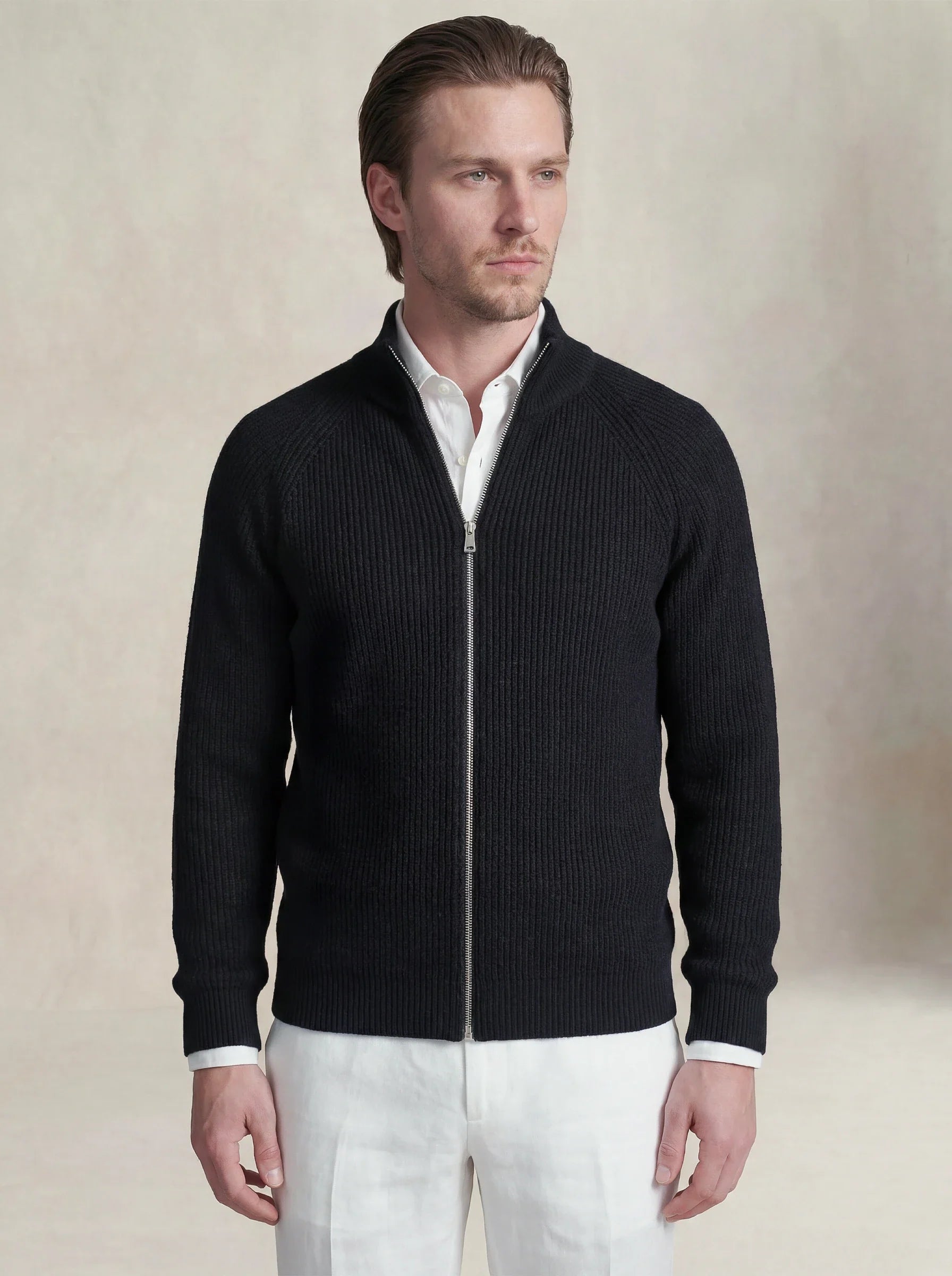 Zip-Up Cardigan Black