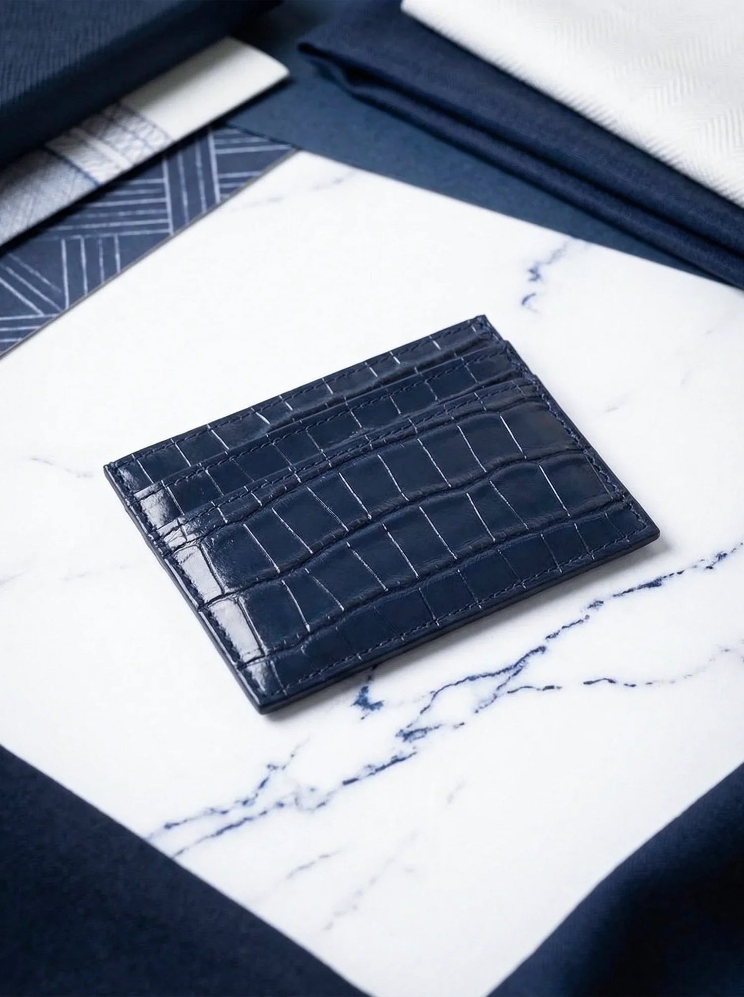 Navy Croc Cardholder